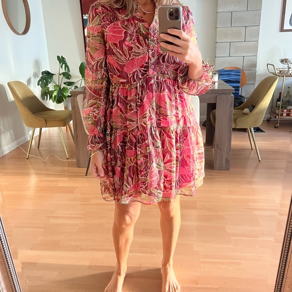 Elan Tropical Pink and Green Mini Dress - Picture 1 of 3